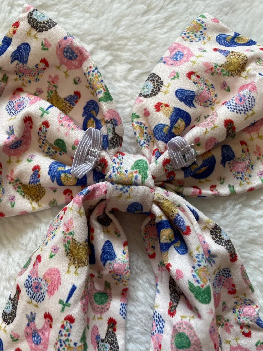 Boutique Pet Bow Chicken Print